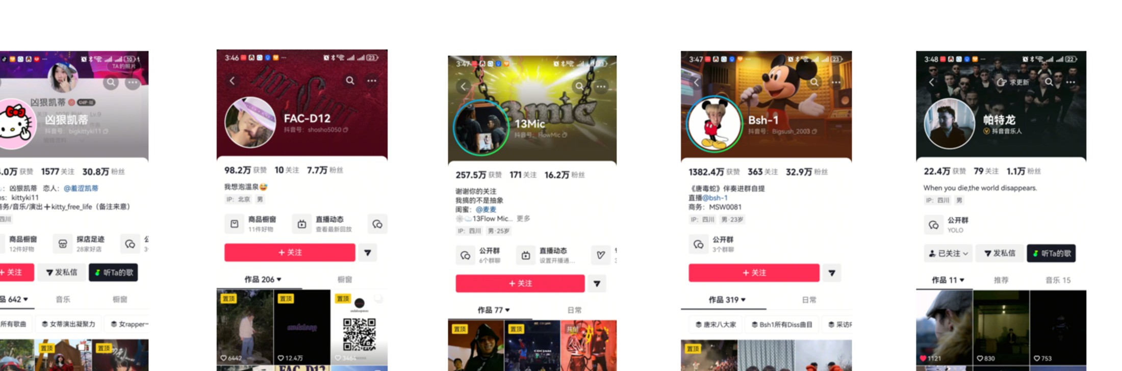 V2CONO 合作艺人账号案例下排